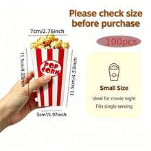 100/48/24/12 Pcs Multi‑Size Red Striped Paper Popcorn Boxes, Popcorn Holders For Party, Birthday Party Favor Decor Supplies - Red - View 8
