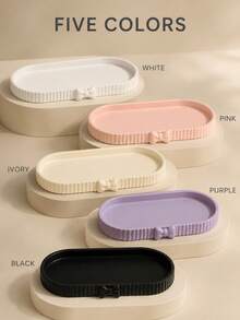 Bowknot Wavy Pattern Storage Tray - Bowknot Wavy Stationery Tray, Suitable For Women Teachers' Decorative Storage, Aromatherapy Display Stand, Practical Fruit Bowl, Coffee Table Decorative Tray; Suitable For Living Room, Dining Room, Kitchen, Bathroom And Other Home Daily Storage And Organization. Great Gift For Women Teachers. - Multicolor - View 3