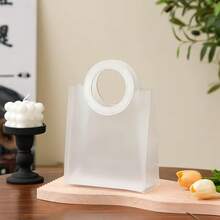 Translucent Frosted Gift Bag With Round Hollow Leather Handle, PVC Gift Bag, Minimalist Ins Style Souvenir Packaging Bag, Small Gift Storage Bag, Suitable For Birthday, Baby Shower, Wedding, Jewelry Display And Party Gift Packaging Elegant Gift Box - Multicolor - View 13