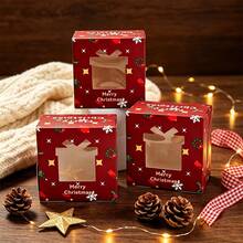 5pcs/10pcs/20pcs/30pcs Christmas Cartoon Window Gift Box, High Transparency Visible Window, Cookie Candy Party Baking Packaging Box, Private Baking Cookie Packing Paper Box - View 6