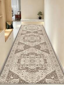 1 tấm thảm trải dài phong cách Bohemian họa tiết in tối giản, dễ vệ sinh, phù hợp cho nhà bếp, phòng ăn, hành lang, lối đi và các không gian trong nhà khác, dùng cho mọi mùa - Màu be - Xem 1