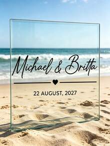 50x17.3cm Heart-Shaped Wedding Custom Simple Font Name And Date Vinyl Wall Decal, Celebration Party Wall Sticker S2530 - Multicolor - View 6