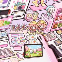 12 Sheets/Bag Sticker Book Desk Corner Series Desk Theme Scene Stickers, Scrapbook Supplies Notebook Accessories, For Decorating Cards Photo Frames Computer Phone Cases Water Cups Magazines Stationery Boxes Luggage, Desktop Decoration Stickers - Sticker Book - View 8