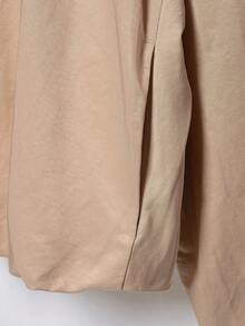 CAREE Women's Autumn/Winter Apricot Lapel Front Zipper Raglan Sleeve Loose Short Jacket - Apricot - View 7