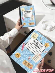 1 Pc Cow Print&Sticker Pattern Notebook Tablet Case & Kindle E-Book Case Compatible With IPad 10th Generation, 10.2/Mini6/Mini7/9.7 Inches, Compatible With Samsung Galaxy Tab A9 Plus, Kindle (11th Generation-2024 Release)(6 Inch), Kindle Paperwhite 12th Gen 2024, Great Holiday Gift, Stylish And Simple Pattern. - Multicolor - View 9