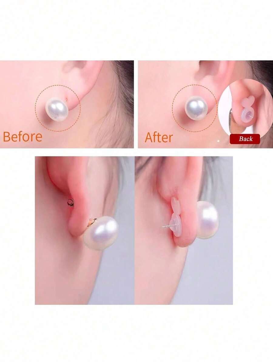 8/12pcs Silicone Ear Pads Set, Anti-Slip Anti-Fall Ear Plugs, Earring Backs, Suitable For Dangle Earrings, Large Earrings, Earring And Ear Lobe Replacement Parts - Multicolor - View 1