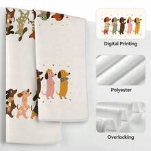 2pcs Kitchen Towels, Cartoon Dachshund Pattern Microfiber Kitchen Towels, 40*60cm/15.7*23.6in Towels, Single-Sided Print, Dish Cloths For Kitchen, Suitable For Restaurant, Meat Room, Bathroom Decor, Holiday Gift - Multicolor - View 5