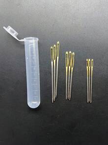 9pcs Large Eye Tip Tapestry Needle Set, Multi-Size Needles With Transparent Storage Tube, Gold And Silver Colors, Easy Threading Sewing Supplies, Clothing Repair, Embroidery, Cross Stitch, Fabric DIY - Large Eye  Needle - View 6