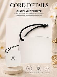 Chanel White Portable Mirror, 15.5*15.5cm, Single Piece, Clear Image With Lanyard, Perfect For Daily Travel, Convenient For Touch-Ups And Checking Appearance - White - View 8