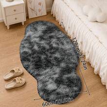 Long Pile Bedroom Living Room Asymmetrical Shaped Rug Mat. Small Rug Large Rug Decorative Rug Asymmetrical Shaped Mat Asymmetrical Shaped Home Bedroom Long Pile Rug - Tie-dye Black - View 4