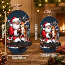 Wall-Mounted Candle Holder 2D Flat Santa Claus Holding Little Deer Holiday Theme Decorative Rack, Christmas Gift For Family And Friends, Crystal Stone Key Hanger Pendant Decor Wall Hanging Wooden Multi-Function Storage - Multicolor - View 5