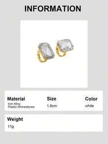 2pcs/Set Elegant Vintage Luxury Inlaid White Rectangular Rhinestone Women's Ring Set, Suitable For Gift, Party, Daily Wear - Rectangular White - View 7