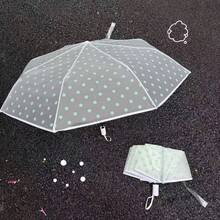 1pc New Transparent Polka Dot Umbrella, Fully Automatic, Fresh Style, Plastic Umbrella With High Aesthetic And Atmospheric Vibe - Multicolor - View 6
