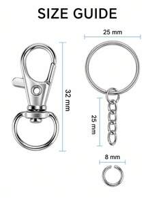 [Iron Material Keychain Making] 20_40_60_10 Keychain Making Kit, Zinc Alloy And Iron Material, With Rotating Hook - Keychain + Key Ring + Jump Ring - View 5