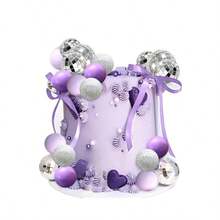 37pcs Purple Disco Theme Cake Toppers, Suitable For Girls Birthday Party Cake Decoration - Multicolor - View 7