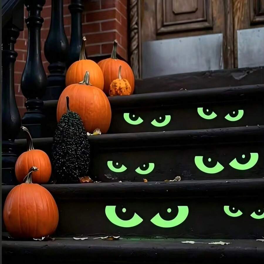 Holiday Essential Series, Fluorescent Ghost Eye & Claw Window Decals, Instantly Transform Your Home Into A Spooky House. Self-Adhesive, No Damage To Glass, Removable Without Residue, Complete Your Holiday Decor In Minutes. Pumpkin Lights Glow, Ghostly Shadows On Windows, Scare Passersby - one-size - View 1