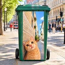 3D Optical Illusion Animal Trash Can Stickers, Tiger Cat And Lion Waterproof Removable Vinyl Trash Can Decals, Peel And Stick Weather-Resistant Outdoor Front Porch Yard Decor, Rental-Friendly DIY Storage Bin Decoration, Gift For Cat And Lion Animal Lovers - Animal Trash Can Stickers - View 3