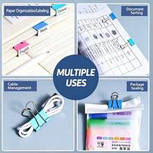 Colorful Highly Attractive Long Tail Clips, Suitable For Students To Organize Exam Papers And Exercises, Office To Organize Contracts And Documents, Home To Classify Receipts And Bills, Strong Clamping Force, Secure And Stable Grip, Not Easy To Loosen Or Slip, Compact And Portable, Practical Desktop Stationery Storage Clips (Random Color Shipment) - Multicolor - View 11