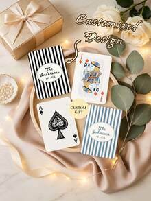 Kartu Remi Bergaris dengan Nama Kustom yang Dipersonalisasi, Set Kartu Remi Nama Keluarga Kustom, Suvenir Pernikahan Unik, Hadiah Kenang-kenangan untuk Pasangan Pengantin Baru di Acara Bridal Shower - MultiWarna - View 2