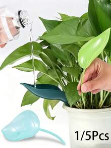 1/5pcs Leaf-Shaped Plastic Water Dispenser, Automatic Slouchy Watering Tool For Indoor Garden Potted Plants, Suitable For Flowers And Vegetables - Multicolor - View 1