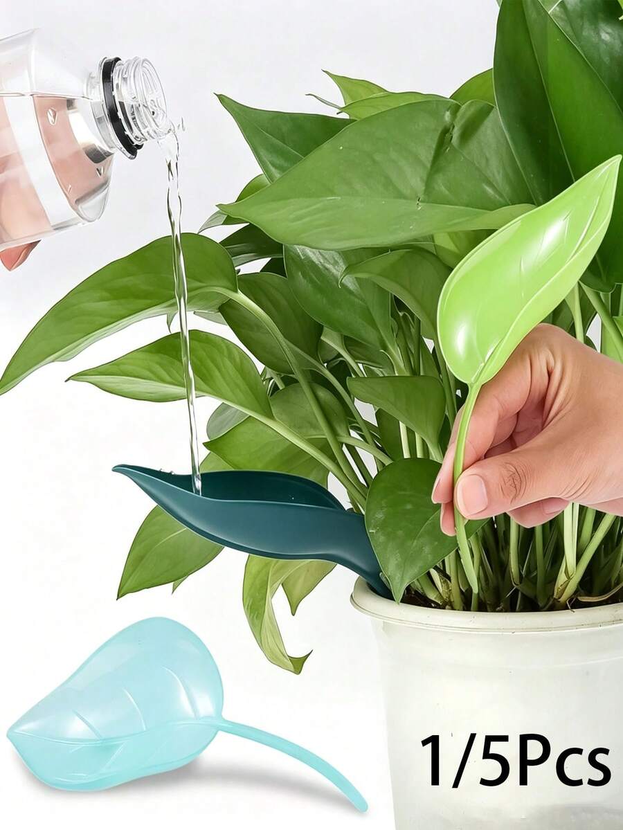 1/5pcs Leaf-Shaped Plastic Water Dispenser, Automatic Slouchy Watering Tool For Indoor Garden Potted Plants, Suitable For Flowers And Vegetables - Multicolor - View 1