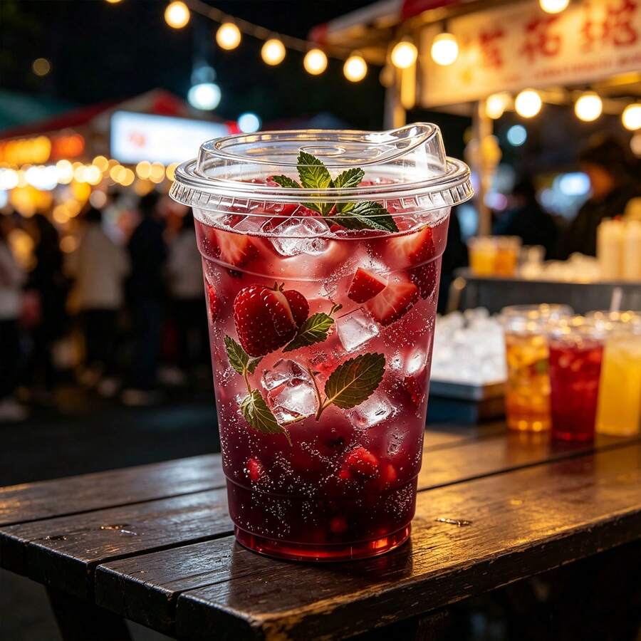 16oz/400ml Set Transparent Cup With Lid, Thickened Reusable Direct Drinking Lid Ice Cup, Smoothie Cup, Suitable For Cold Drinks, Juice And Milkshakes - Halloween/Christmas/Birthday Party Essential - Clear - View 1
