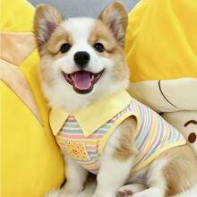 Fashionable Breathable Vest For Dogs And Cats, Super Cute Cartoon Corgi Bichon Pomeranian And Other Small To Medium Pets Dog Clothes - Yellow - View 7