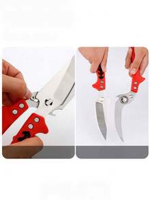 Kitchen Fish Bone Scissors, Heavy Duty Chicken Bone Shears, Stainless Steel Detachable Scissors, Household Food Cutter, Bottle Cap Opener - Multicolor - View 7