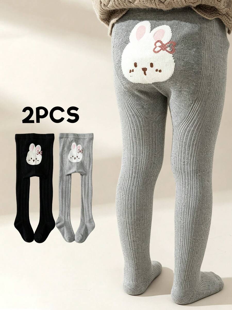 2 Pairs Kids Cartoon Colorful Cute Animal Pattern Baby Tights, Unisex Toddler Leggings For Outdoor Wear - Multicolor - View 1