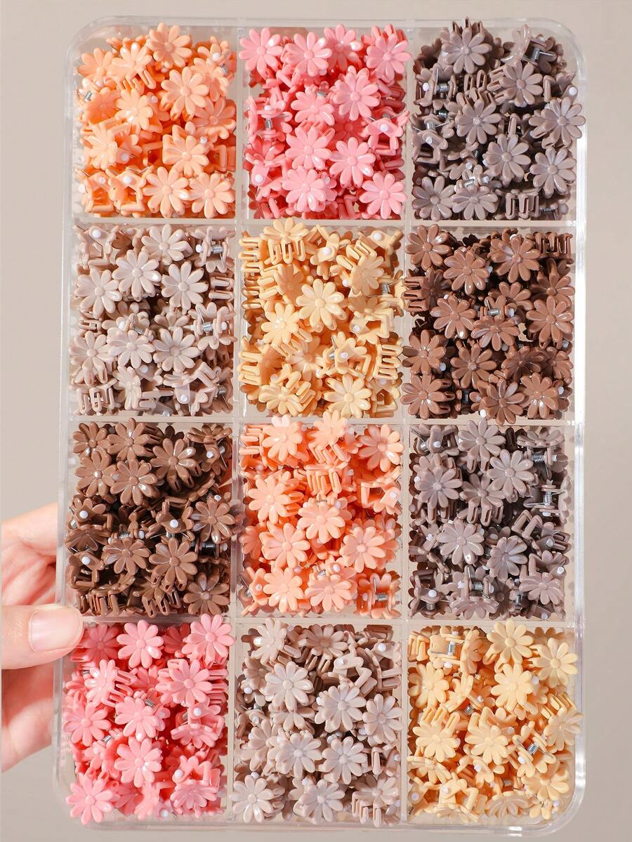 100/200pcs Jepit Rambut Mini Kecil Motif Bunga Daisy Warna Cokelat untuk Anak Perempuan, Aksesori Rambut Sederhana dan Serbaguna, Jepit Rambut Poni, Cocok untuk Pakaian Liburan dan Penggunaan Sehari-hari - MultiWarna - View 1