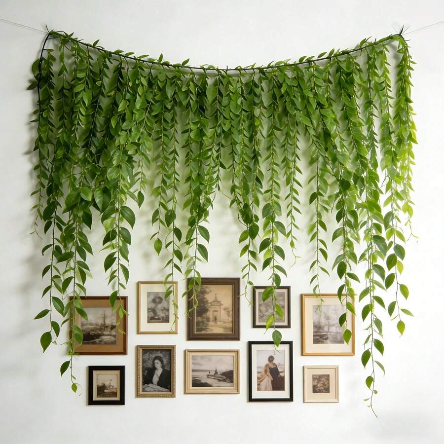Artificial Weeping Willow Vine Curtain, Hanging Vines, UV Resistant Privacy Screen, Suitable For Balcony Patio Party Decoration - Multicolor - View 1