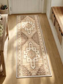1pc Bohemian Style Printed Pattern, Minimalist Long Strip Rug Mat, Easy To Clean Long Strip Runner Carpet, Suitable For Kitchen, Dining Room, Hallway, Corridor And Other Indoor Areas, All Season Use - Camel - View 12