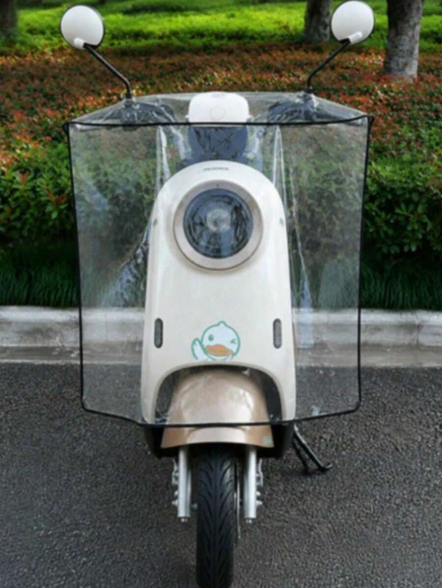1pc Motorcycle Windshield, Transparent Front Wind Deflector Screen, Durable Weather Protection Wind Shield For Electric Scooters, Motorcycles, Outdoor Riding & Travel, Perfect Gift For An Active Lifestyle - White - View 1