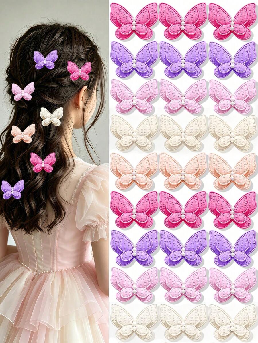 20/10pcs Fabric Embroidered Bow Hair Clips, Durable And Gentle On Hair ...
