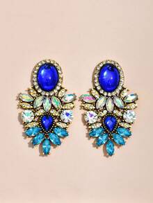 1 Pair Vintage Palace Style Rhinestone Stud Earrings For Women, Fashionable Elegant Luxury High-End Ear Jewelry - Earrings - View 15