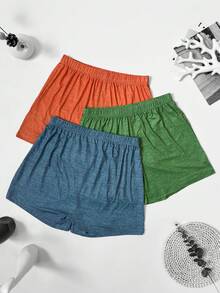 3-Pack Men's Casual Loose Breathable Boxer Briefs Comfortable Home Shorts Underwear Multi-Color Set Elastic Waistband - Multicolor - View 2