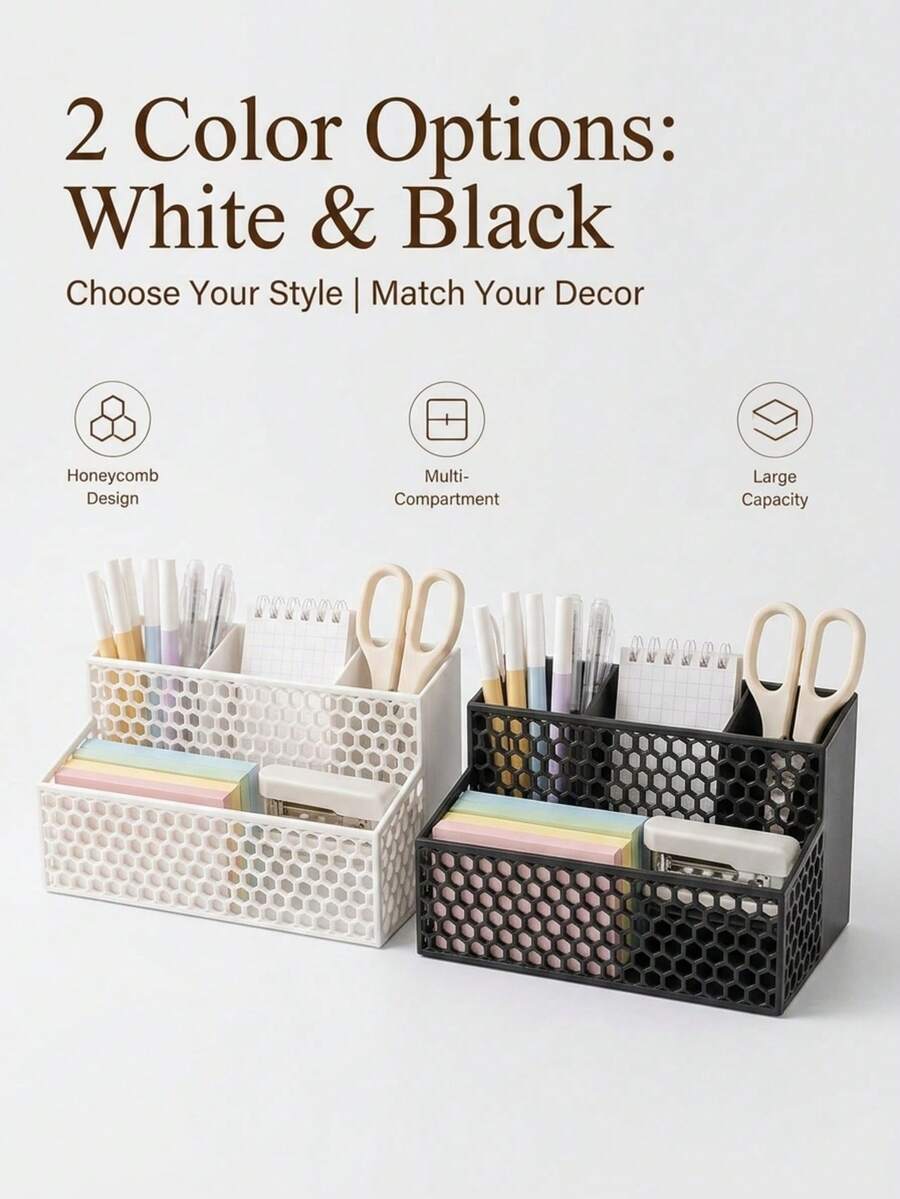 Large Capacity Honeycomb Hollow Design Desktop Organizer Rack Multi-Layer Multi-Compartment Office Supplies And Student Desk Clutter Storage Rack Suitable For Office Desk And Study Desk Desk Organizer Desk Accessories Desk Organizer