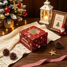 5pcs/10pcs/20pcs/30pcs Christmas Cartoon Window Gift Box, High Transparency Visible Window, Cookie Candy Party Baking Packaging Box, Private Baking Cookie Packing Paper Box - View 9