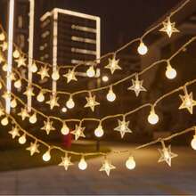 Luminária Cordão Fio De Luz De Led Estrelas Decoração - luz branca quente - Visão 8