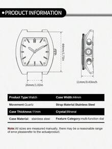 Guess Men's Tonneau‑Shaped Quartz Watch Cream‑Toned Semi‑Skeleton Multi‑Function Dial Rivet‑Decorated Case Bold Retro‑Luxury Chronograph‑Style Watch - Gold - View 5