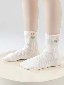 5 Pairs Medium-Thick Cute Cartoon Pet Children's Socks, Soft Animal Bear Mid-Calf Socks For Baby, Casual Girls' Socks For Spring, Autumn And Winter - Multicolor - View 3