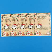 5pcs/10pcs Christmas Penguin Enamel Keychain Charms, Santa Hat Penguin Pendant, Happy Holidays Greeting Card, Lobster Clasp Holiday Gift - Multicolor - View 10