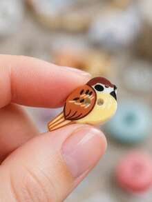 12pcs Handmade DIY Bird Shaped Buttons With 2 Eyes, Plastic Material, Suitable For Clothing, Hats, Bags, Multi-Color Bird Shaped Handmade Buttons For Sewing, Scrapbooking, DIY Clothing Decoration - A - View 5