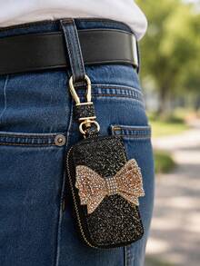 Bow Car Key Case, Key Wallet, Auto Key Protector, Built-In Chain, Protects Car Keys, Can Be Hung On Waist Or Bag, Ideal For Daily Commute And Travel, Suitable For Car Enthusiasts, Can Be Used As Car Key Cover, Remote Control Protector, Fashionable Key Chain, Earphone Bag, Coin Purse, Gift For Women, Lovers, Family, Friends, Birthday Gift, Holiday Gift, Party Gift, Travel Gift - Multicolor - View 10