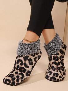 3 Pairs Women's Winter Floor Socks, Leopard Print Women's Home Socks, Thick Warm Lined Snow Socks - Multicolor - View 12