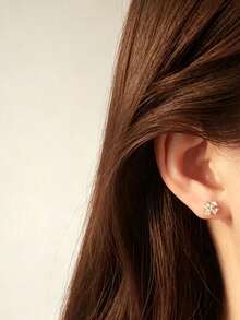 1 Pair 925 Sterling Silver Minimalist Luxury Delicate Mini Four-Leaf Clover Cubic Zirconia Stud Earrings For Women - Four-leaf Clover - View 1
