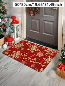 1pc Christmas Gold Snowflake Pattern Kitchen Mat, Soft Comfortable Thick Fabric With Good Foot Feel, Easy To Clean And Washable, Foldable Easy Care Carpet Mat, Suitable For Kitchen, Dining Room, Kitchen Carpet, Laundry Room Mat, Bathroom Carpet, Welcome Mat, Kitchen Carpet, Small Mat, Fashion Home Decor, Christmas Home Gift Welcome Mat, Christmas Home Decoration Foot Mat - Multicolor - View 7