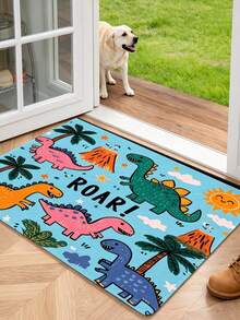 1 buah Keset Dinosaurus Kartun Warna Biru, Keset Selamat Datang, Keset Luar Ruangan, Karpet Dapur, Dekorasi Rumah, Keset Pintu Depan, Karpet Area, Karpet Taman, Karpet yang Dapat Dicuci - MultiWarna - View 2