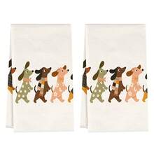 2pcs Kitchen Towels, Cartoon Dachshund Pattern Microfiber Kitchen Towels, 40*60cm/15.7*23.6in Towels, Single-Sided Print, Dish Cloths For Kitchen, Suitable For Restaurant, Meat Room, Bathroom Decor, Holiday Gift - Multicolor - View 12