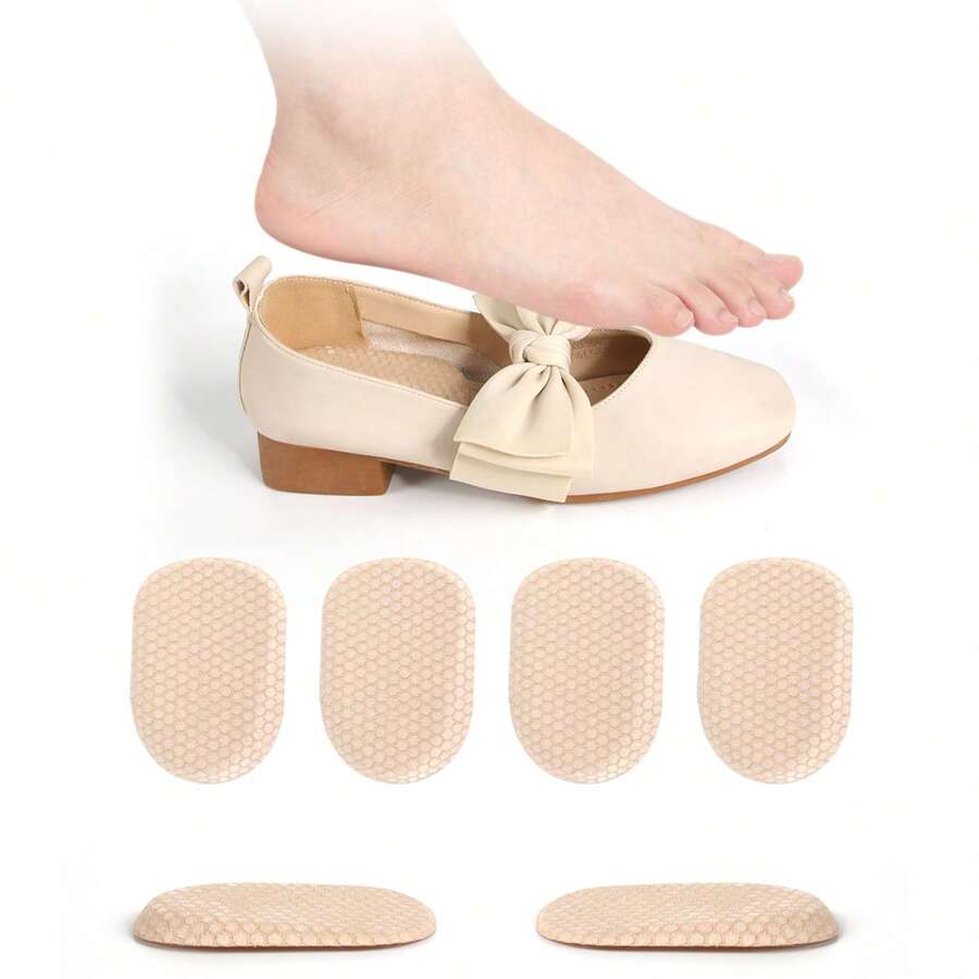 1 Pair Honeycomb Texture Silicone Heel Pads, Soft Shock-Absorbing Non-Chafing, Invisible Half-Inserts Compatible With Multiple Shoe Types, 1.0cm 1.5cm Thickness Optional - Color - View 1
